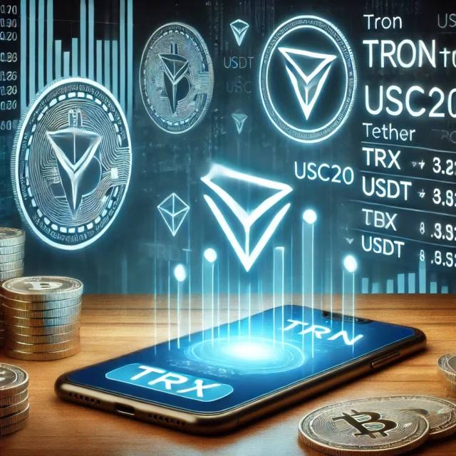 DALL·E 2025-03-07 02.39.20 - A visually engaging image representing the exchange of TRON (TRX) to Tether (USDT) TRC20 at a profitable rate. The scene includes a digital exchange p
